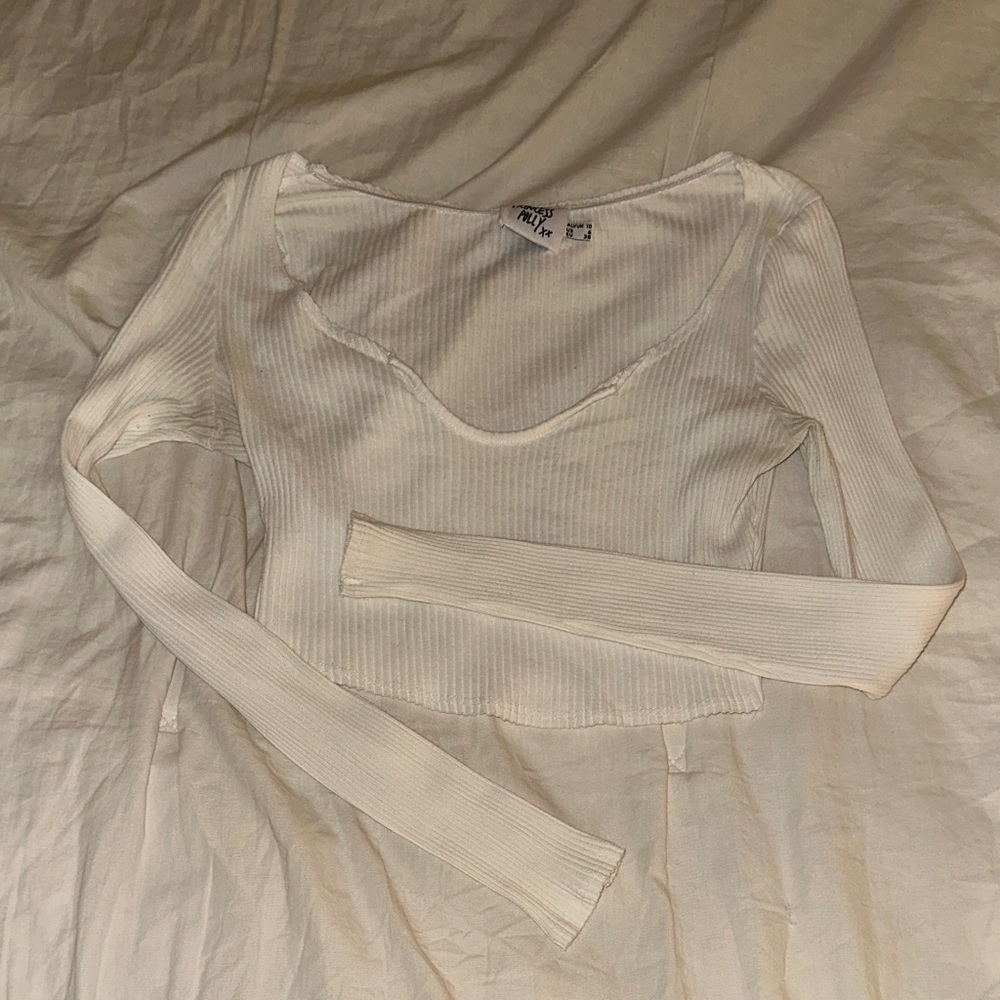Princess Polly white Ribbed Crop Top
